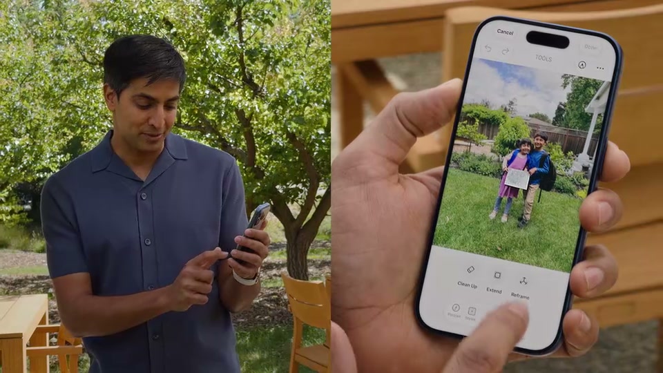 Photos Reframe editing demo shown on iPhone during WWDC 2026.