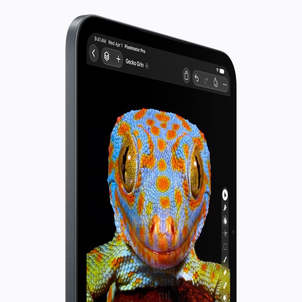Close-up of the 8.5-inch OLED display on the 2026 iPad mini